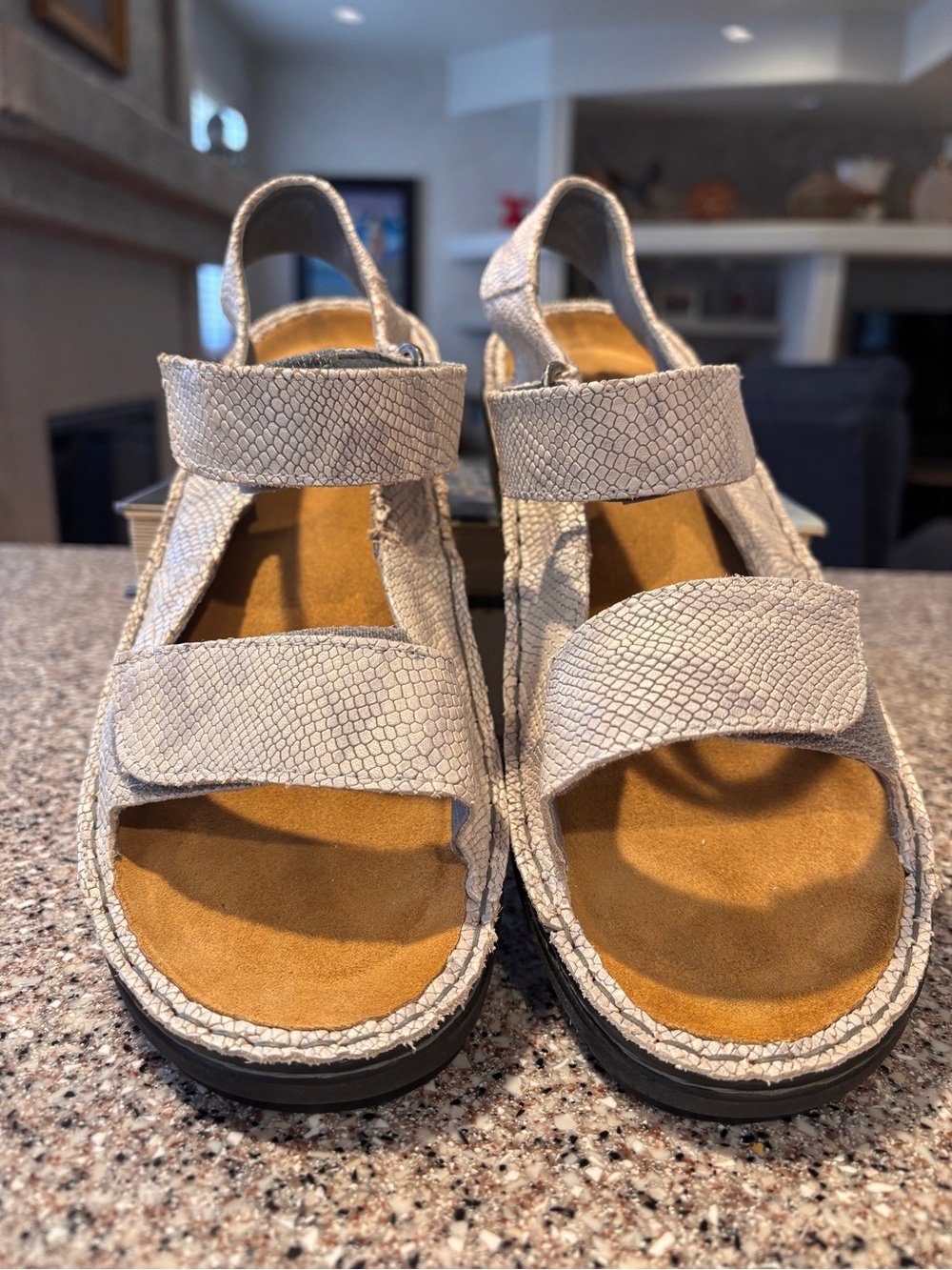 Naot Python Textured Leather Comfort Sandals - Size EU 40 / US 9